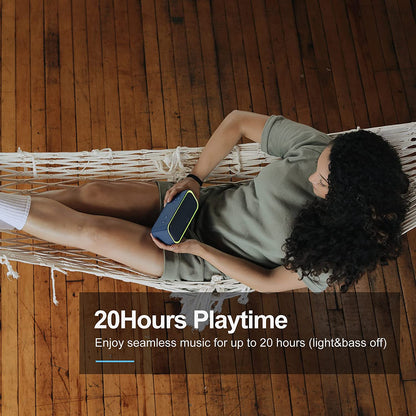 Soundbox Pro Bluetooth Speaker, 20W Stereo Sound, Active Extra Bass, 20H Playtime, Multi-Color Lights, IPX6 for Home, Outdoor, Party, Christmas and White Elephant Gift for Men, Women, Teen-Blue