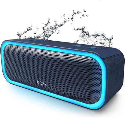 Soundbox Pro Bluetooth Speaker, 20W Stereo Sound, Active Extra Bass, 20H Playtime, Multi-Color Lights, IPX6 for Home, Outdoor, Party, Christmas and White Elephant Gift for Men, Women, Teen-Blue